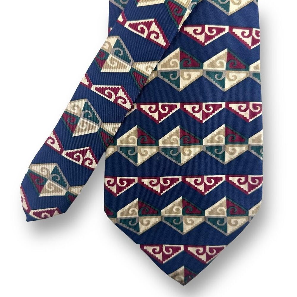 Vintage AKA‎ Eddie Bauer Men's 100% Silk Necktie Retro 80's Geometric Print